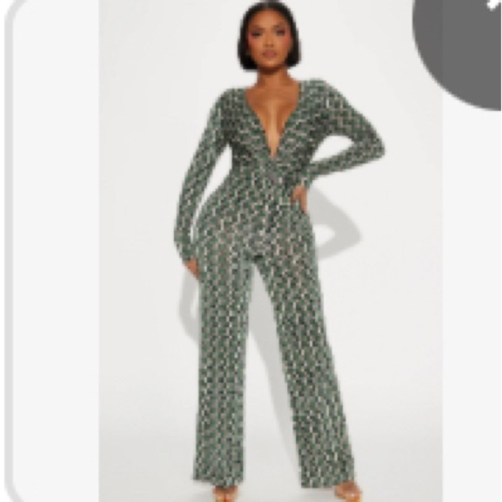Stylish Green Patterned Jumpsuit